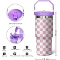 thumbnail image 2 of 30 oz Purple Checkered Flip Tumbler With Lid and Straw,Checkered CoffeeTravel Mug Cup Water Botter,Checkered Gifts for Women,Checkered Stuff Decor Accessories, 2 of 6