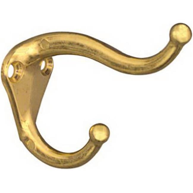 Stanley N243717 Bright Brass Coat & Hat Hook, Pack 2