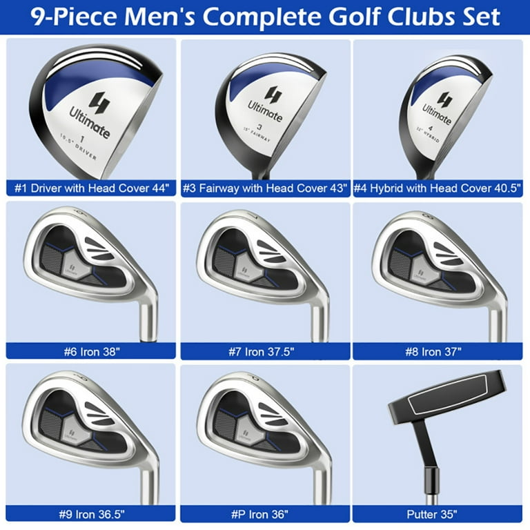 Topcobe Men's 9 Pieces Complete Golf Club Set, Young Men & Women