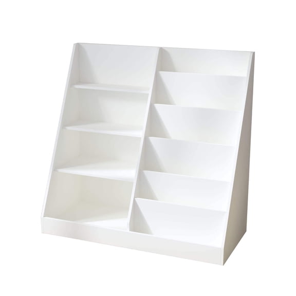 MOONRIVER Kids Multifunctional 4-Tier Wooden Bookcase with Toy Bin, White