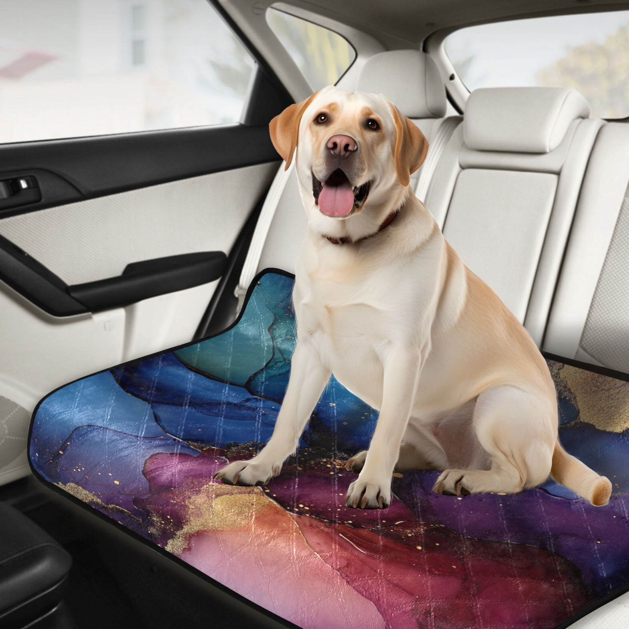 Qxltty Blue Gilt Marble Cat litter Pads Pet Set of 2 Diaper Mats Center Anti-leakage Layer Absorbent Soft and Comfortable