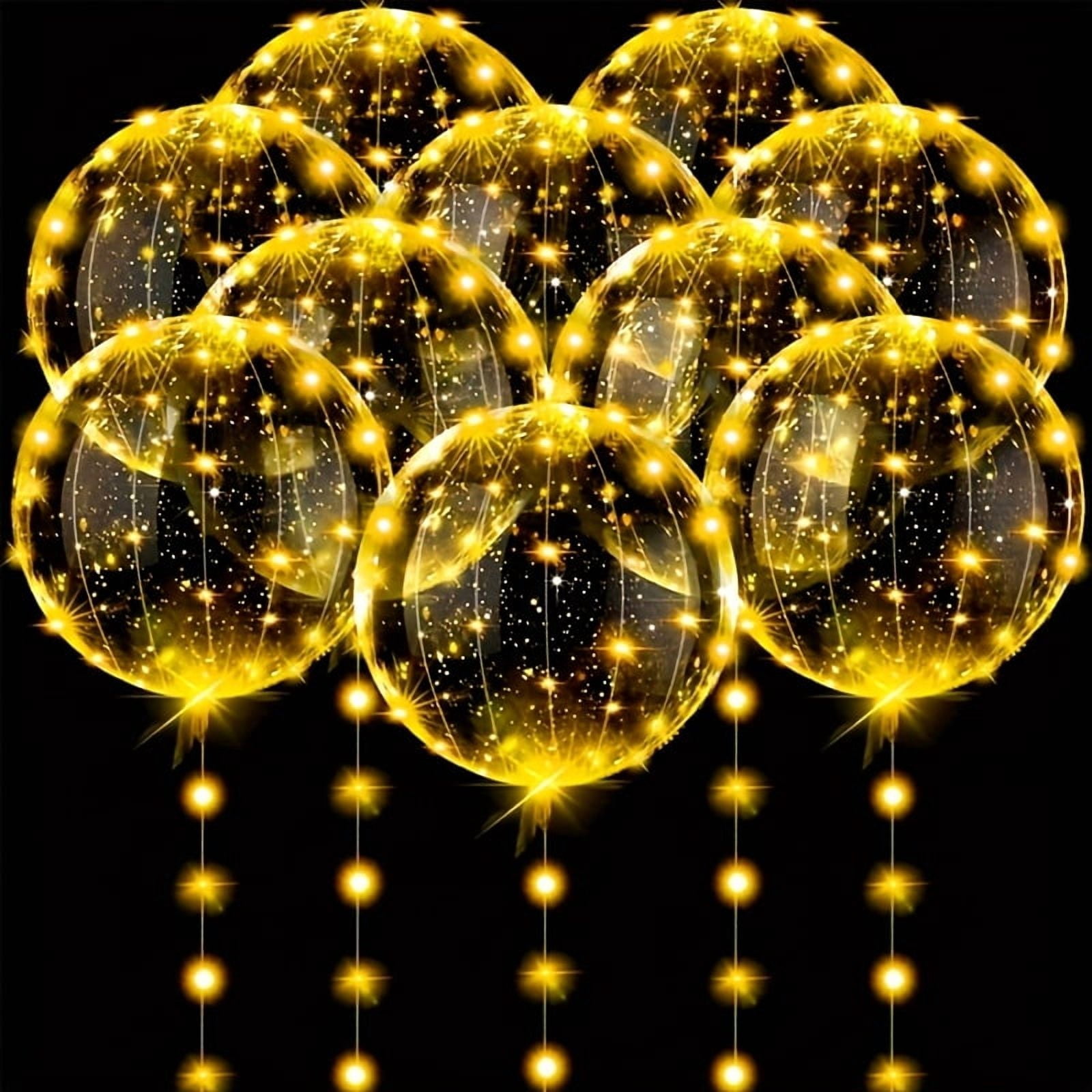 LED String Lights with 20 Bobo Balloons, 20in Transparent Balloons for Birthday Wedding Christmas Party Decor, Battery Powered