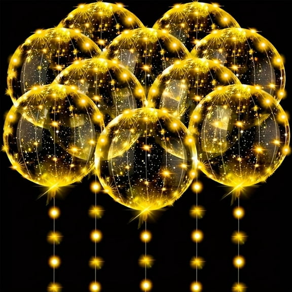 LED String Lights with 20 Bobo Balloons, 20in Transparent Balloons for Birthday Wedding Christmas Party Decor, Battery Powered