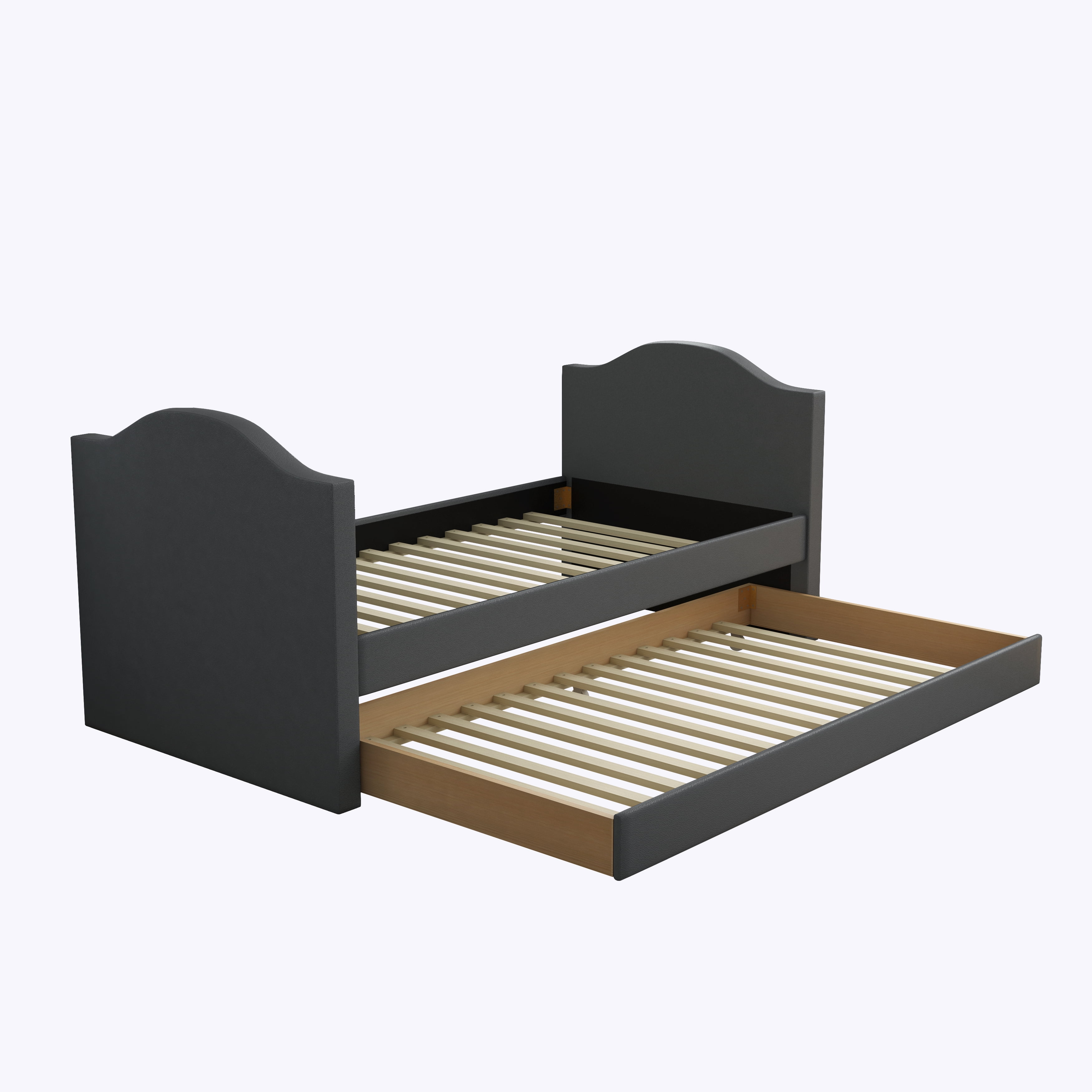Boyd Sleep Messina Black Upholstered Faux Leather Daybed with Trundle, Twin