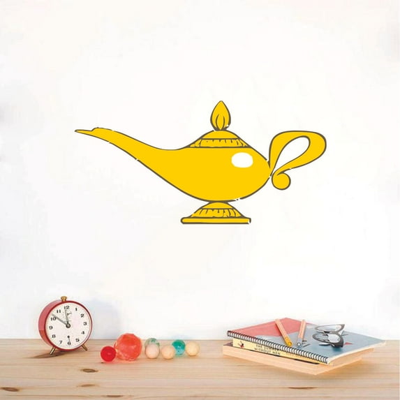 Shiny Magical Genie Lamp Cartoon Character Wall Art Decal Vinyl Sticker Girls Boys Room Bedroom Nursery Kindergarten House Fun Home Decor Removable Adhesive Sticker Peel and Stick Murals 8x10 inch