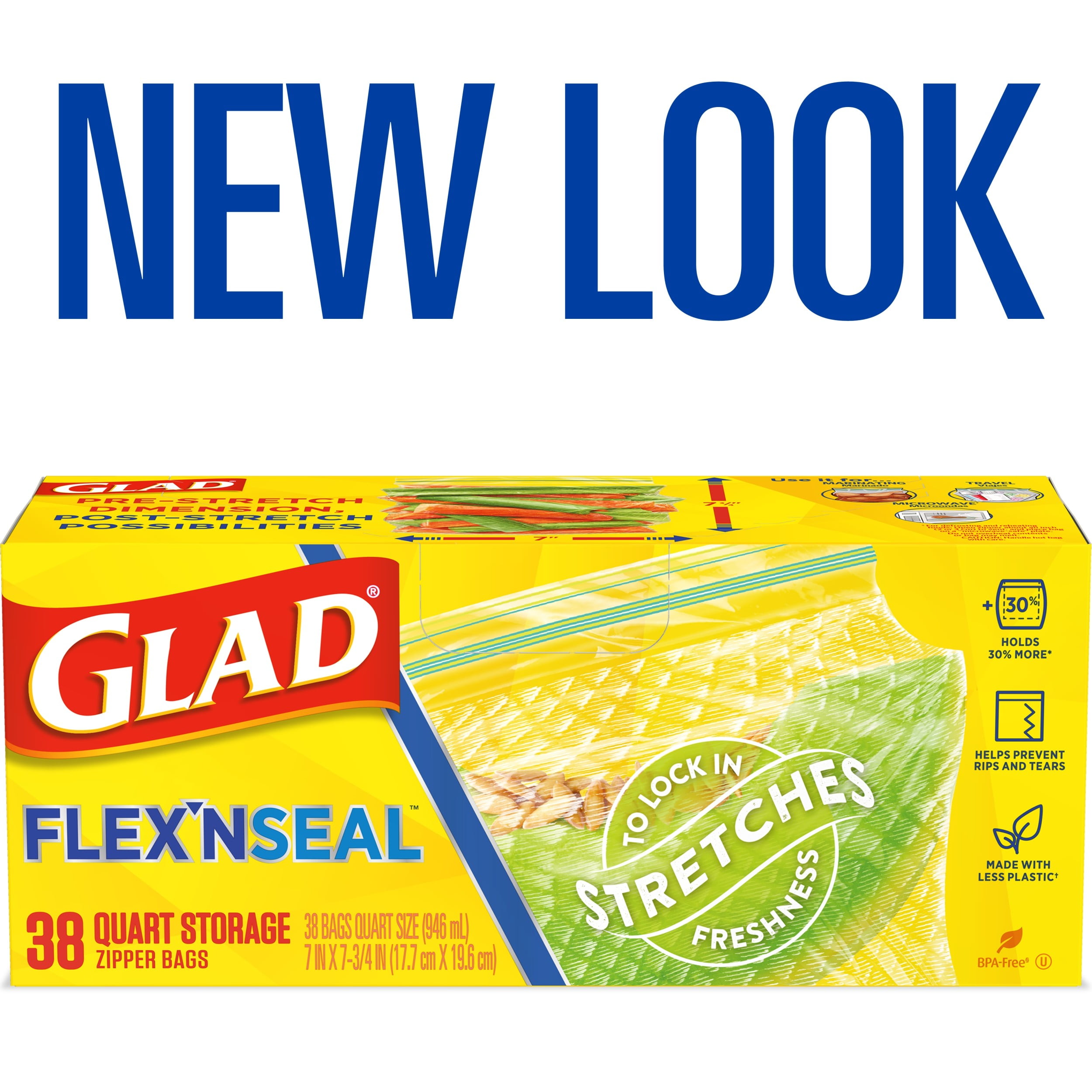 Glad Flex N Seal Quart Storage Zipper Bags 38 ea