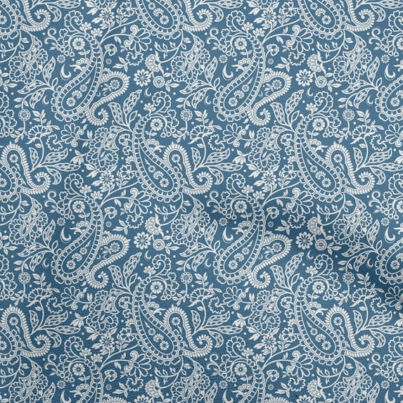 oneOone Viscose Chiffon Blue Fabric Paisley Dress Material Fabric Print Fabric By The Yard 42 Inch Wide-B4