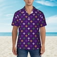 thumbnail image 6 of Picia Purple Mardi Gras Gentle Cotton Regular Fit Short Sleeve Casual Hawaiian Shirt for Men-X-Large, 6 of 9