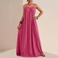thumbnail image 3 of jehdhy Summer Dress for Women Round Neck Spaghetti-strap Long Maxi Dress Rufffle Pleated Dress Loose Flowy Vacation Beach Sun Dress, 3 of 5