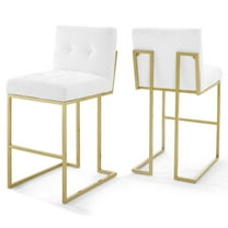 Modway Privy Gold Stainless Steel Performance Velvet Bar Stool Set of 2 in Gold White
