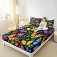 thumbnail image 4 of Homewish Graffiti Butterfly Twin Sheet Sets,Colorful Flower Floral Twin Fitted Sheet,Oil Painting 03 For Kids,Microfiber Bedroom Decor,3pcs, 4 of 7