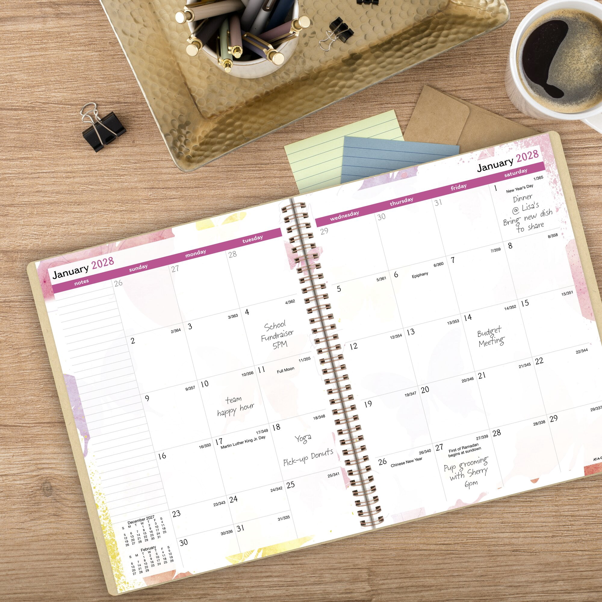 AT-A-GLANCE Watercolors 2027 Recycled Weekly Monthly Planner Large 8 12 x 11 -