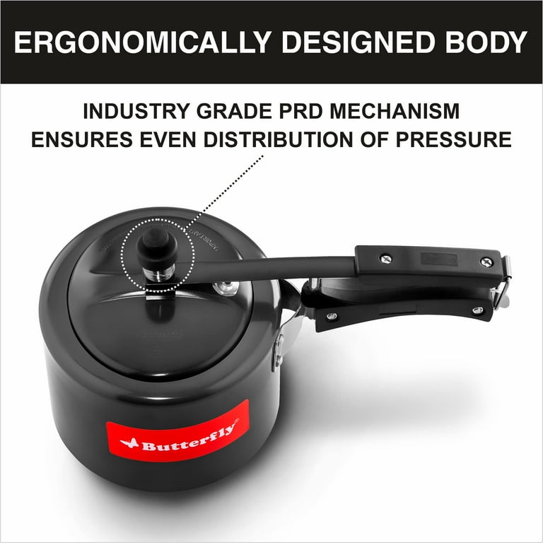Butterfly Friendly Inner Lid 3 Ltr Aluminium Hard Anodised Pressure Cooker Induction Bottom Silver Walmart