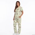 thumbnail image 2 of Kuiaobaty Otter Floral Print Scrubs for Women Set Stretch Nursing Uniforms Breathable Medical Scrubs for Vet Pediatric Nurse, Green, 2 of 5