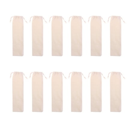 

Frcolor 12PCS Stainless Steel Straw Carrying Pouch Cotton Linen Bag Practical Drinking Straws Case Cutlery Fork Spoon Storage Bag