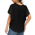 thumbnail image 3 of Mittory Summer Casual Loose Round Neck Chiffon Flowy Tops Mesh Shirts Dressy Casual Blouses, 3 of 7