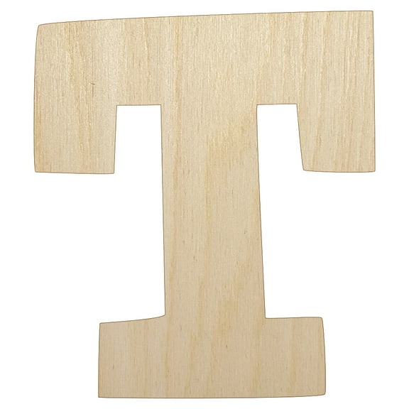 Letter T Uppercase Fun Bold Font Wood Shape Unfinished Piece Cutout Craft DIY Projects - 4.70 Inch Size - 1/8 Inch Thick