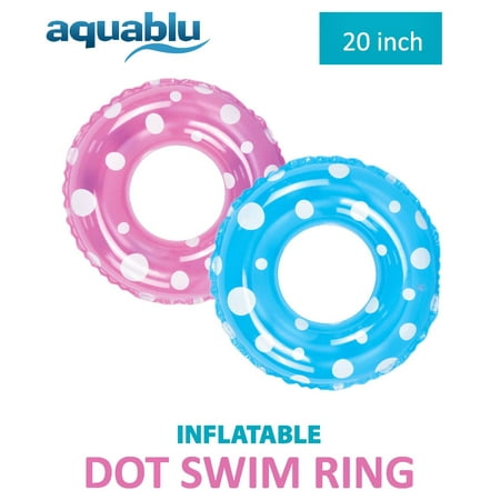 Aquablu Inflatable Inner Tube Cool Summer Swim Ring & Lounge Float for Pool Beach Lake River & More 20 Diameter Polka Dot Design Perfect for Kids Teens & Adults Ages (Best Inner Tube For River Floating)