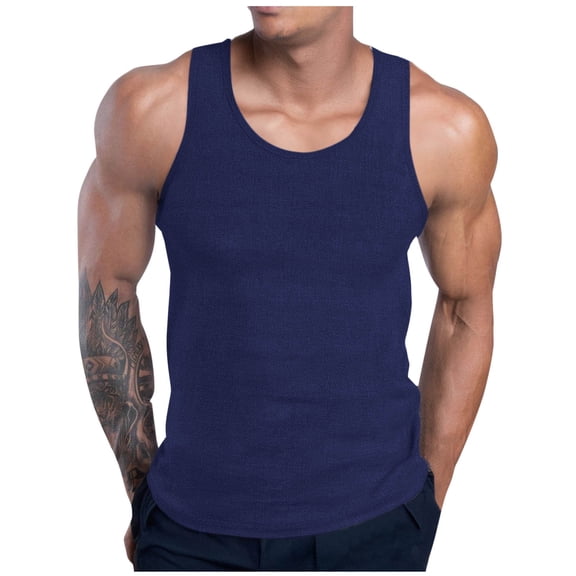 HAiming Mens Tank Top Undershirt Casual Gym Muscle Workout Lightweight Sleeveless Shirt Trendy Clothes