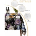 thumbnail image 5 of Country Flowers Rectangle Tablecloth, Botanical Purple Blue Floral Black Waterproof & StainResistant Tablecloth, Washable Oil-proof Table Cover for Dining/Party/Wedding/Camping/Buffet 54x108 In, 5 of 9