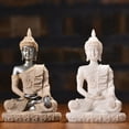 thumbnail image 3 of SPRING PARK Meditative Seated Buddha Sandstone Statue Sculpture Figurine Decor, 3 of 7
