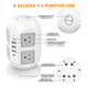 thumbnail image 2 of Torre Regleta Multicontactos 3m 8 Tomas Y 4 Puertos Usb Xtellar blanco, 2 of 3