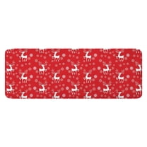 Red Christmas Reindeer Pattern Kitchen Rug Mat,Kitchen Runner Rugs Non Skid Washable,Decorative Kitchen Floor Mats for Kitchen,Sink,Laundry,17"x47.2"