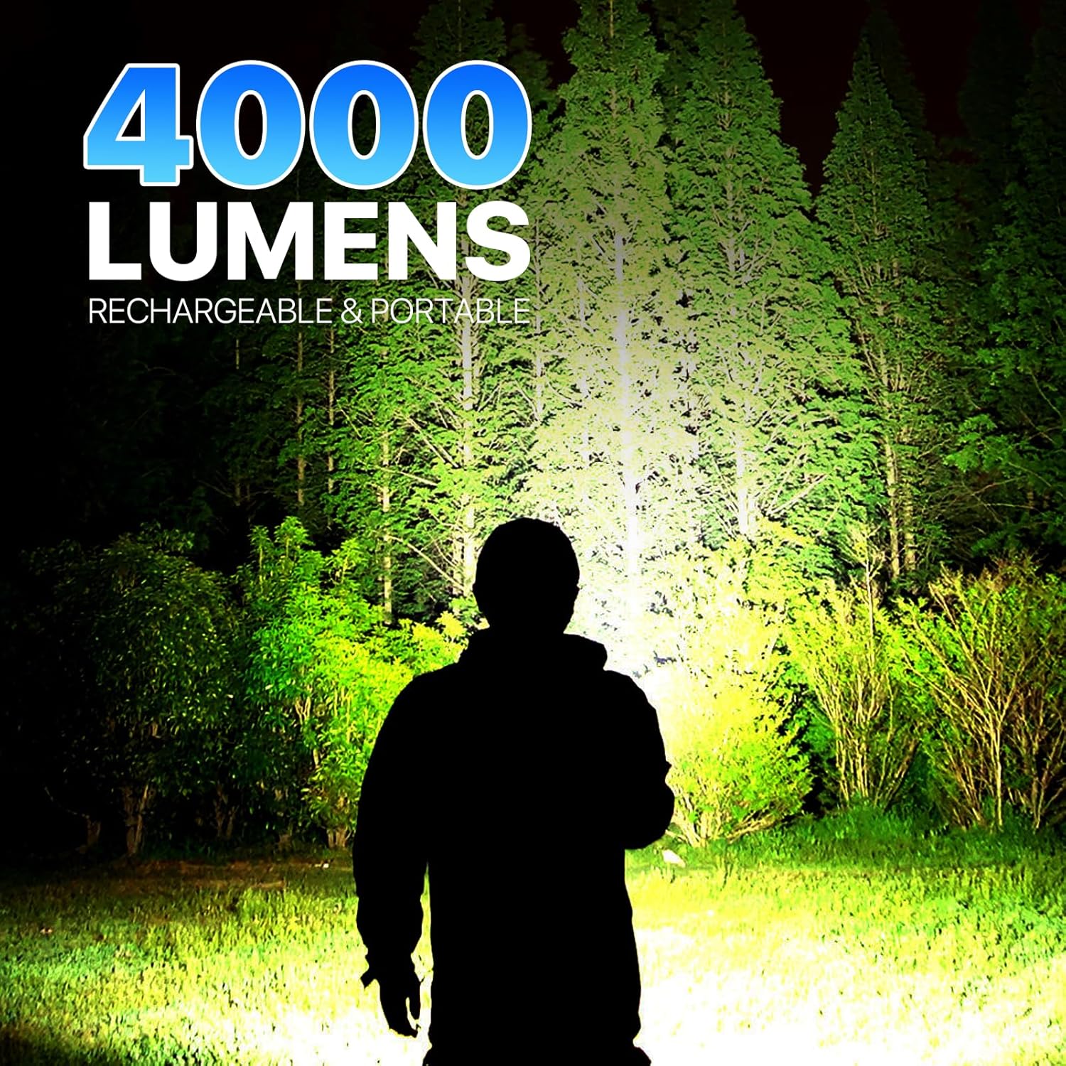 Goodsmann 4000 Lumens LED Rechargeable Flashlight 50W with Red Filter