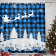thumbnail image 3 of Blue Checkered Elk Christmas Shower Curtains for Bathroom, Xmas Tree Snowflake Winter Waterproof Fabric Shower Curtain, Decorative Bathroom Curtain for Bathtub, 72"x72", No Hooks Included, 3 of 9