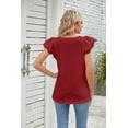 thumbnail image 4 of Womens Summer Tops Square Neck Lace Short Sleeve Babydoll Shirts Dressy Casual Pleated Flowy Blouses, 4 of 5