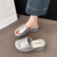 thumbnail image 6 of Slippers for Women,Fashion Solid Color Platform Slippers Temperament Comfortable Breathable Shoes,Womens Slippers,Silver,6.5, 6 of 7