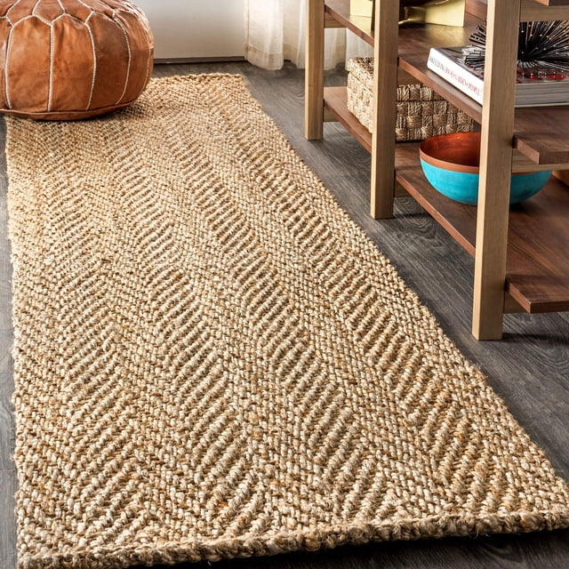 Alfombra Runner JONATHAN Y NFR101A-28 Espina Herringbone Yute, 2 m x 60 cm