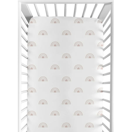 UPC: 0846480089810 | Boho Rainbow White and Mauve Fitted Crib Sheet by Sweet Jojo Designs