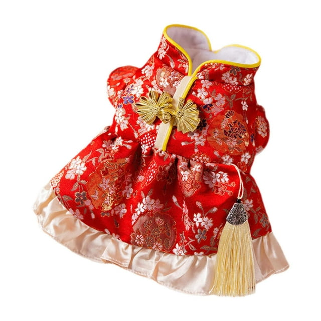 Vestido de gato Abrigo de invierno para mascotas Disfraz de mascota Mascotas Traje Tang Vacaciones Festival de primavera M