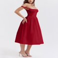 thumbnail image 3 of Robe Midi Sans Manches d'Été pour Femmes, Couleur Unie, Taille Haute, 3 of 5