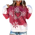 thumbnail image 1 of Pull de Noël pour Femmes Imprimé Graphique Mode Sweat à Capuche Doux Veste Mi-Longue Col Rond Cardigan d'Hiver Blouse à Manches Longues, 1 of 6