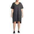 thumbnail image 4 of Terra & Sky Women's Plus Size V-Neck T-Shirt Dress with High Low Hem, 4 of 6