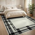 thumbnail image 3 of ODIKA 8'x10' Washable Area Rug Striped Border Farmhouse Bold Banded Frame Ticking Ivory Tan Refined Structured for King Size Bedroom Under Bed, Master Suite, Non-Shedding, Easy Care, 3 of 7