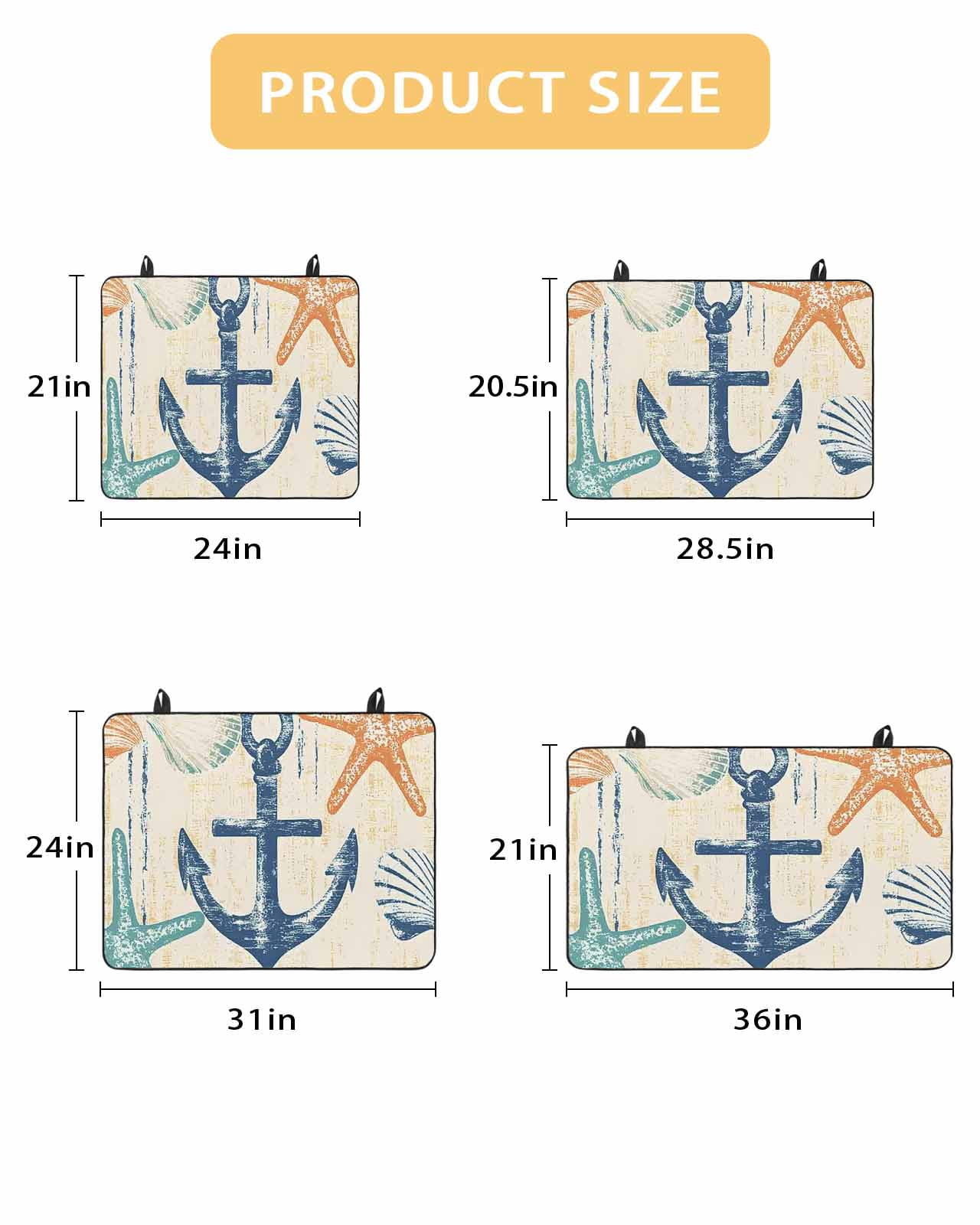 nqOlkjepod Large Induction Cooktop Protector Mat 24"x21", Nautical Anchor Stove Top Covers for Electric Stove, Summer Coastal Ocean Vintage Starfish Stove Burner Cover Mats, Glass Top Stove Cover