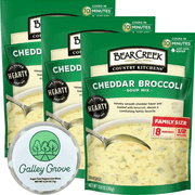 Bear Creek Cheddar Broccoli Dry Soup Mix Starter Kit, Just Add Water, Family Size (3-Pack) Pre-Packaged, Cooks in 10 Minutes, 24 Servings Bundle With Galley Grove Breath Mints