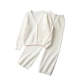 thumbnail image 4 of BXJX Girls Knit Outfit Sets, V Neck 2 PC Button Down Long Sleeve Cardigans & Wide Leg Pants Sets White Size 7-8 T, 4 of 9
