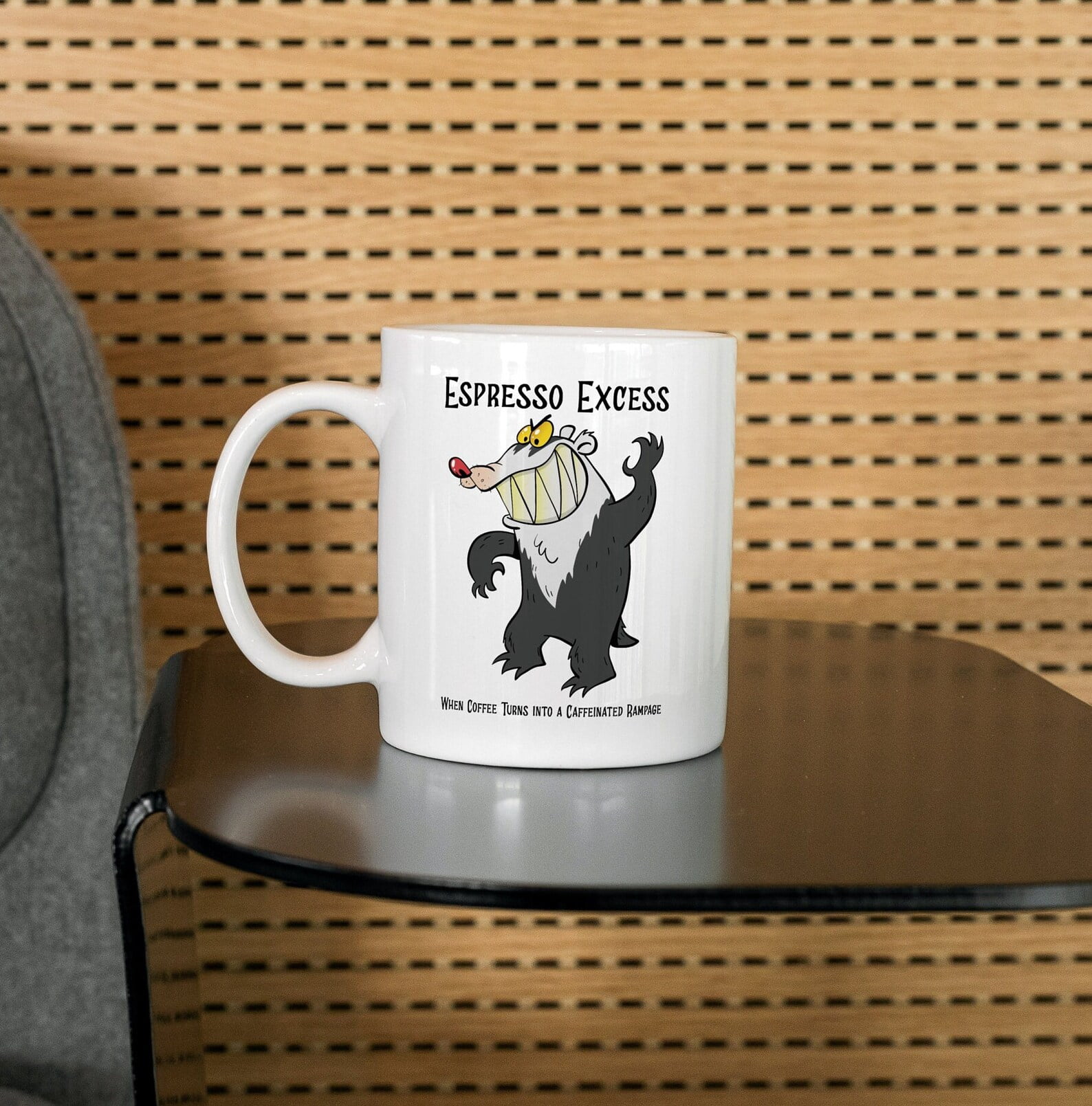 Espresso Excess, When Coffee Turns Into A Caffeinated Rampage Mug, Badger Lover Coffee Cup, Ceramic Mug 11oz