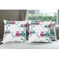 thumbnail image 6 of Ambesonne Cartoon Throw Pillow Cover 4 Pack, Couples of Owls on Tree, 20", Turquoise Blue Pink, 6 of 7