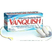 4 Pack - Vanquish Pain Reliever Effective Headache Relief, 100 Caplets Each