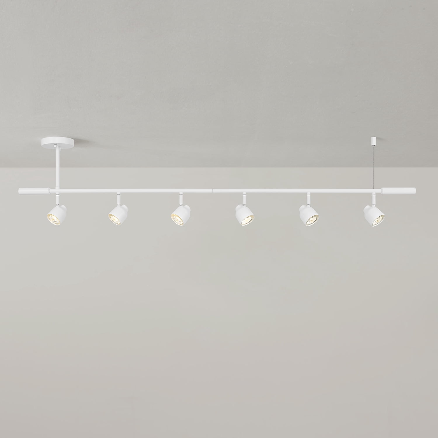 Globe Electric 6-Light Matte White Adjustable Track Light with Pivoting Shades, Minimalist Design