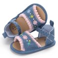 thumbnail image 7 of Baby Girls Sandal Summer Toddler Slipper Shoes 0-24 months Baby Girls Sandals Embroidered Flower Summer Flat Shoes Infant First Walkers Light blue 6-12 Months, 7 of 7