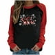 thumbnail image 2 of Pntutb Mujeres Primavera Patchwork Letra Impreso Manga Larga Cuello Redondo Casual Tee tops Pntutb Pntutb-5937, 2 of 6