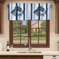 thumbnail image 6 of Ocean Fish Curtain Valances for Windows, Kitchen Valance Window Treatments Panel 2 Pack, Watercolor Navy Blue Aqua Stripe Modern Rod Pocket Short Curtains for Bathroom Bedroom 42 x 12 Inch, 6 of 8