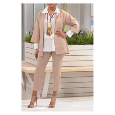 N Natori Solid Canvas Stretch Pant in Oatmeal, size 6