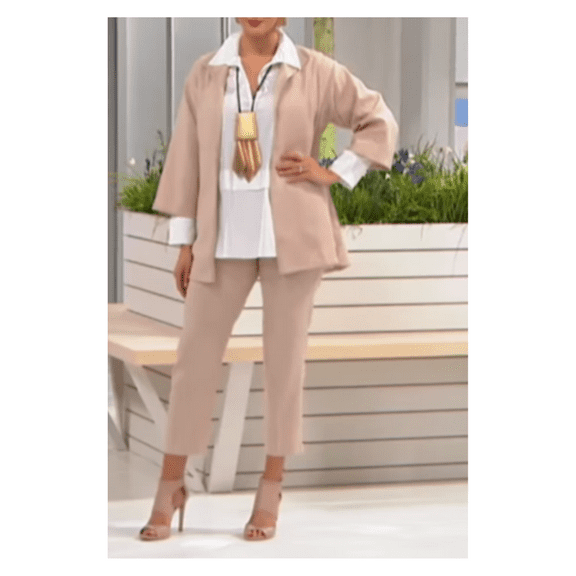 N Natori Solid Canvas Stretch Pant in Oatmeal, size 6